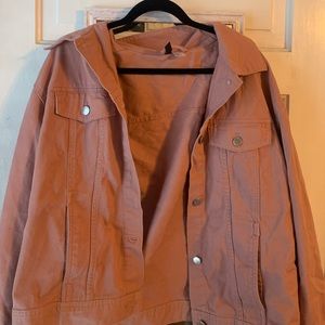 H&M pink denim oversized jacket, size L US